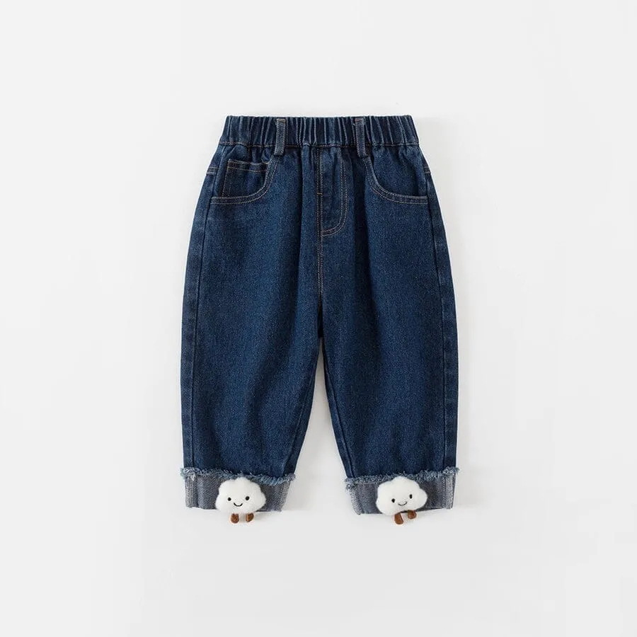 3D Cartoon Cloud Denim Pants