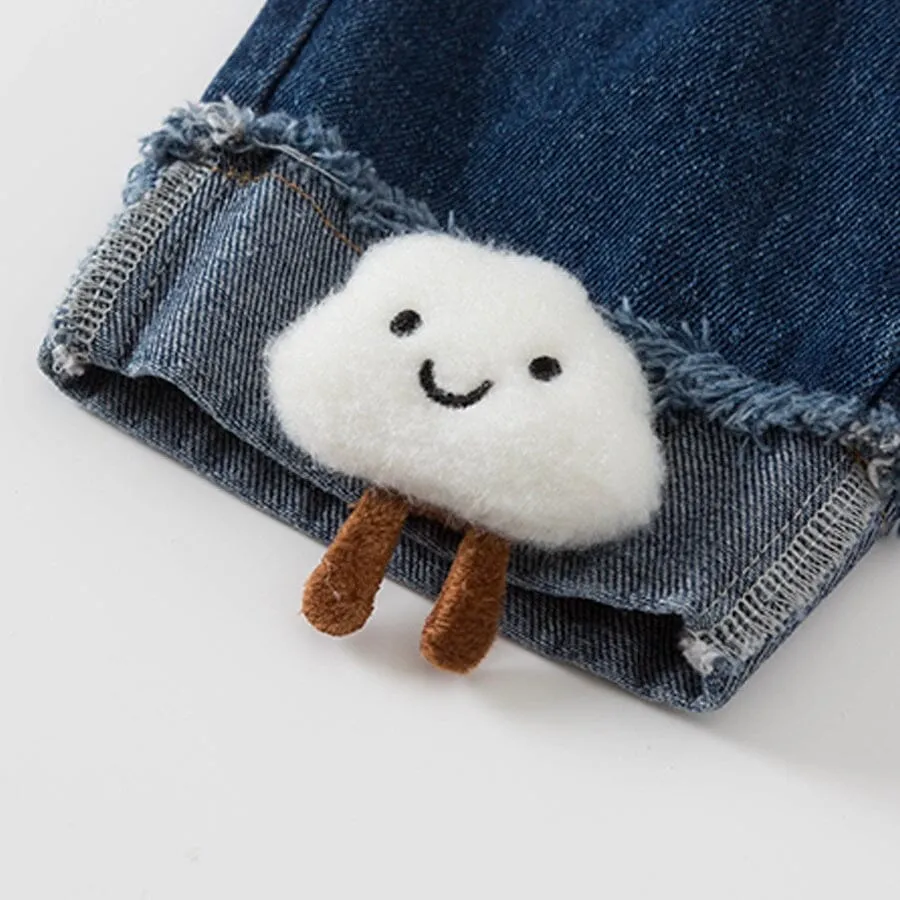 3D Cartoon Cloud Denim Pants