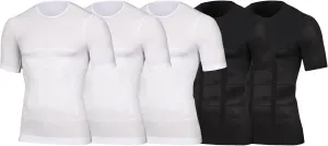 5 Pack Men's Short Sleeve Compression Shirts Workout Gym Slimming Shapewear T-Shirts Tops Athletic Undershirts