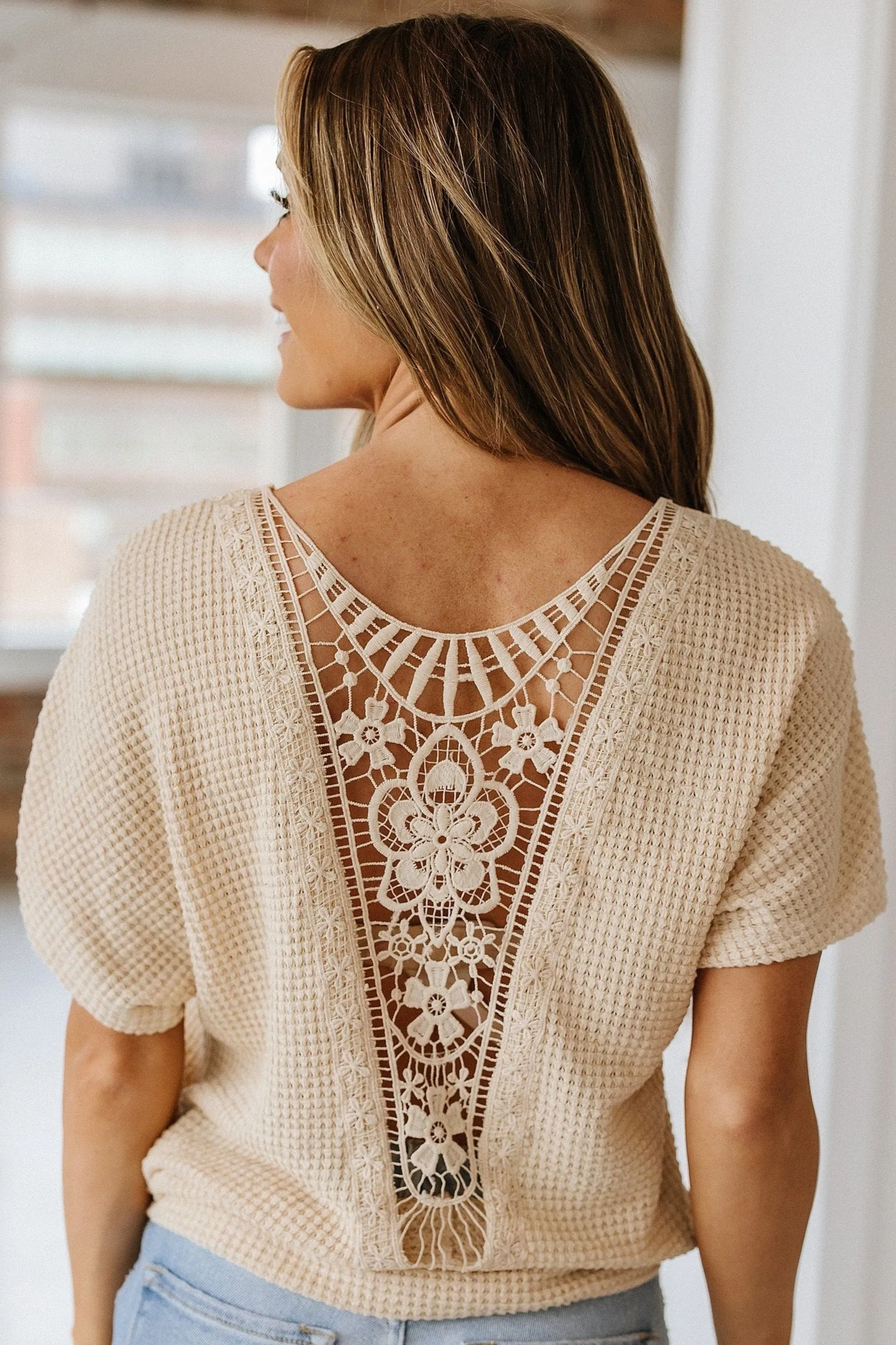 Abbie Lace Waffle Top