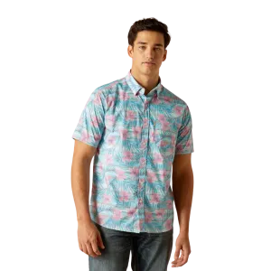 Ariat Men's Monroe Stretch Modern Fit Misty Jade Hawaiian Print Shirt