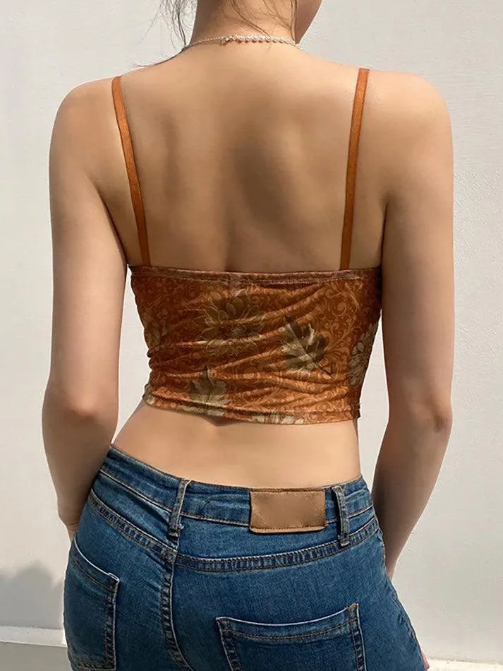 Asymmetric Mesh Crop Cami Top