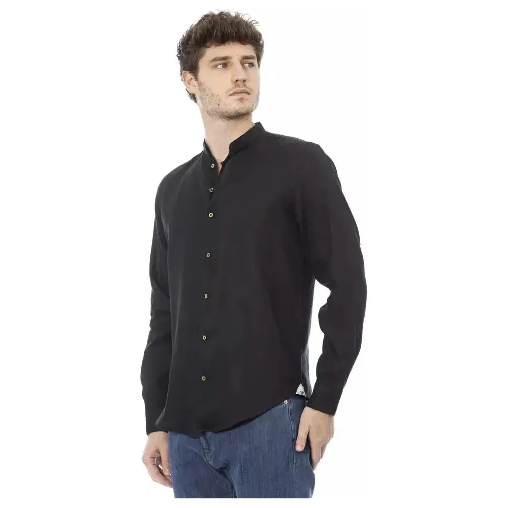 Baldinini Trend Black Lyocell Men Shirt