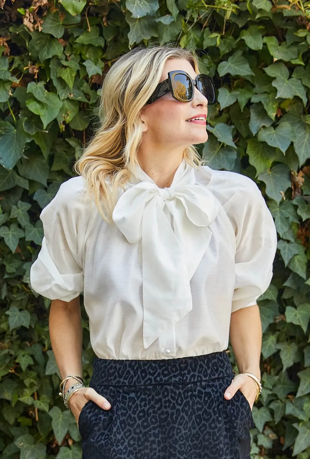 Big Bow Blouse - Sheer White