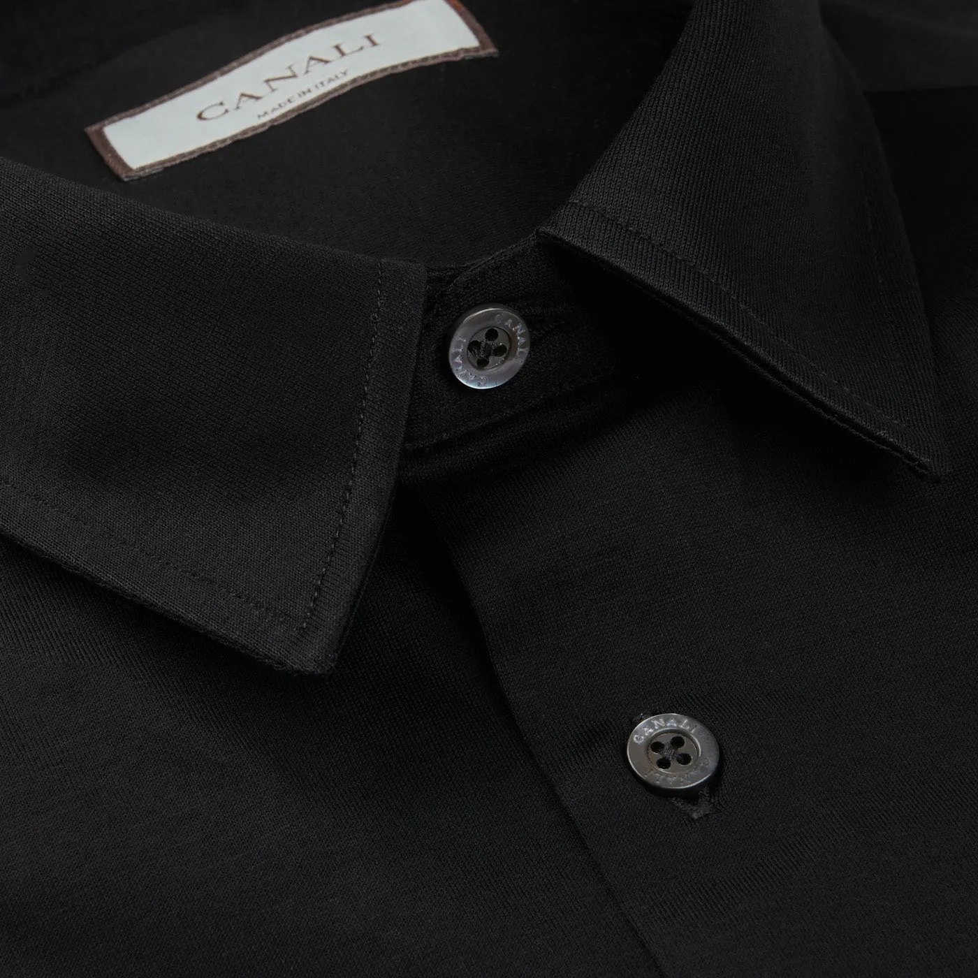 Black Cotton Jersey Casual Shirt