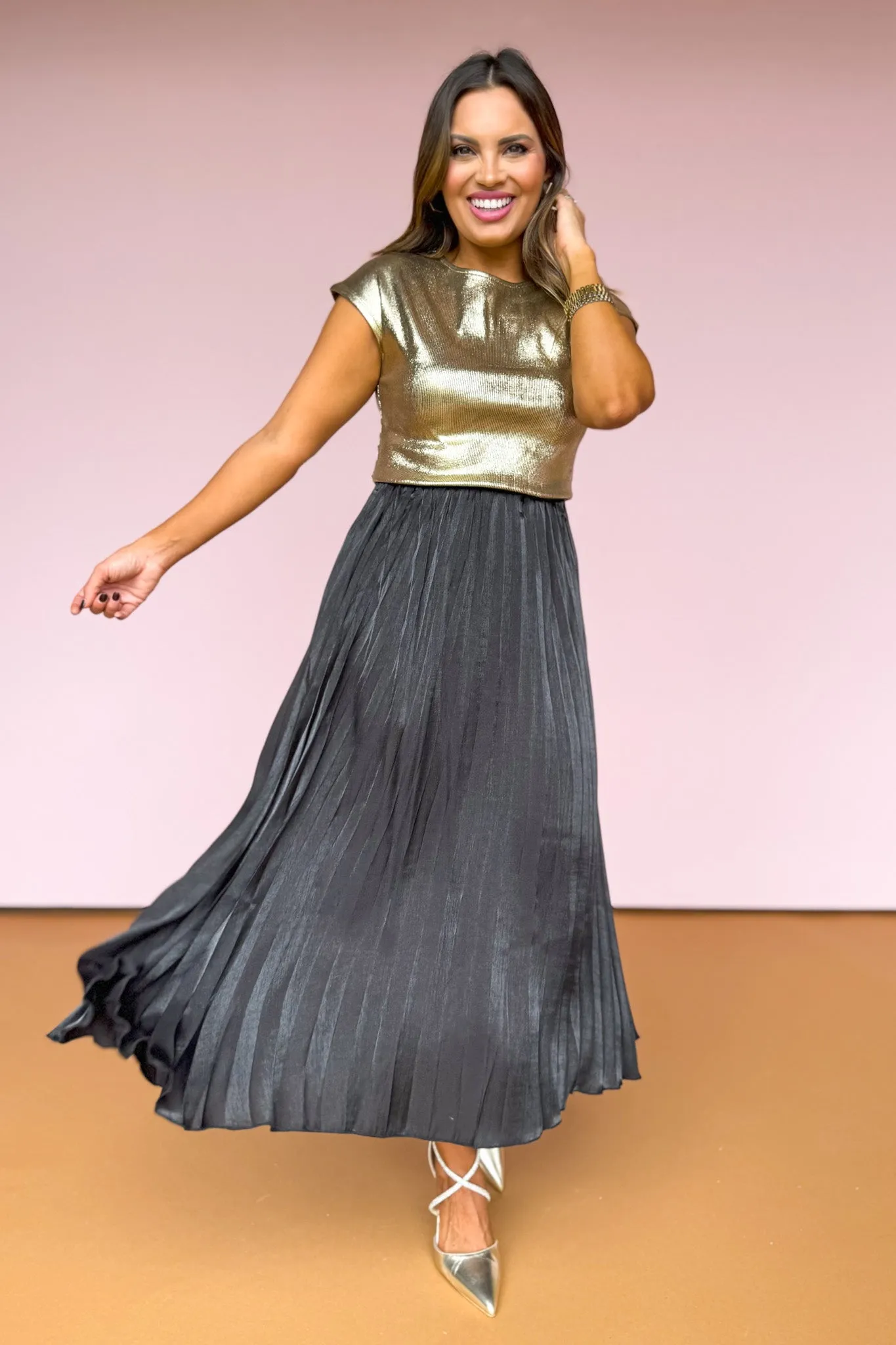Black Pleated Midi Skirt *FINAL SALE*