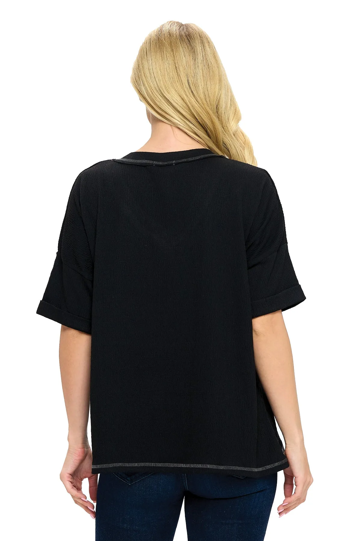 Black Top Solid Loose Fit