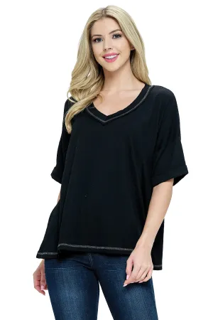 Black Top Solid Loose Fit