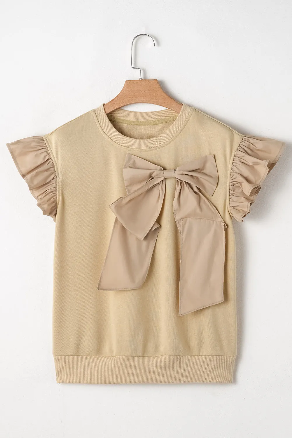 Camilla Two Tone Bow Ruffle Sleeve Top