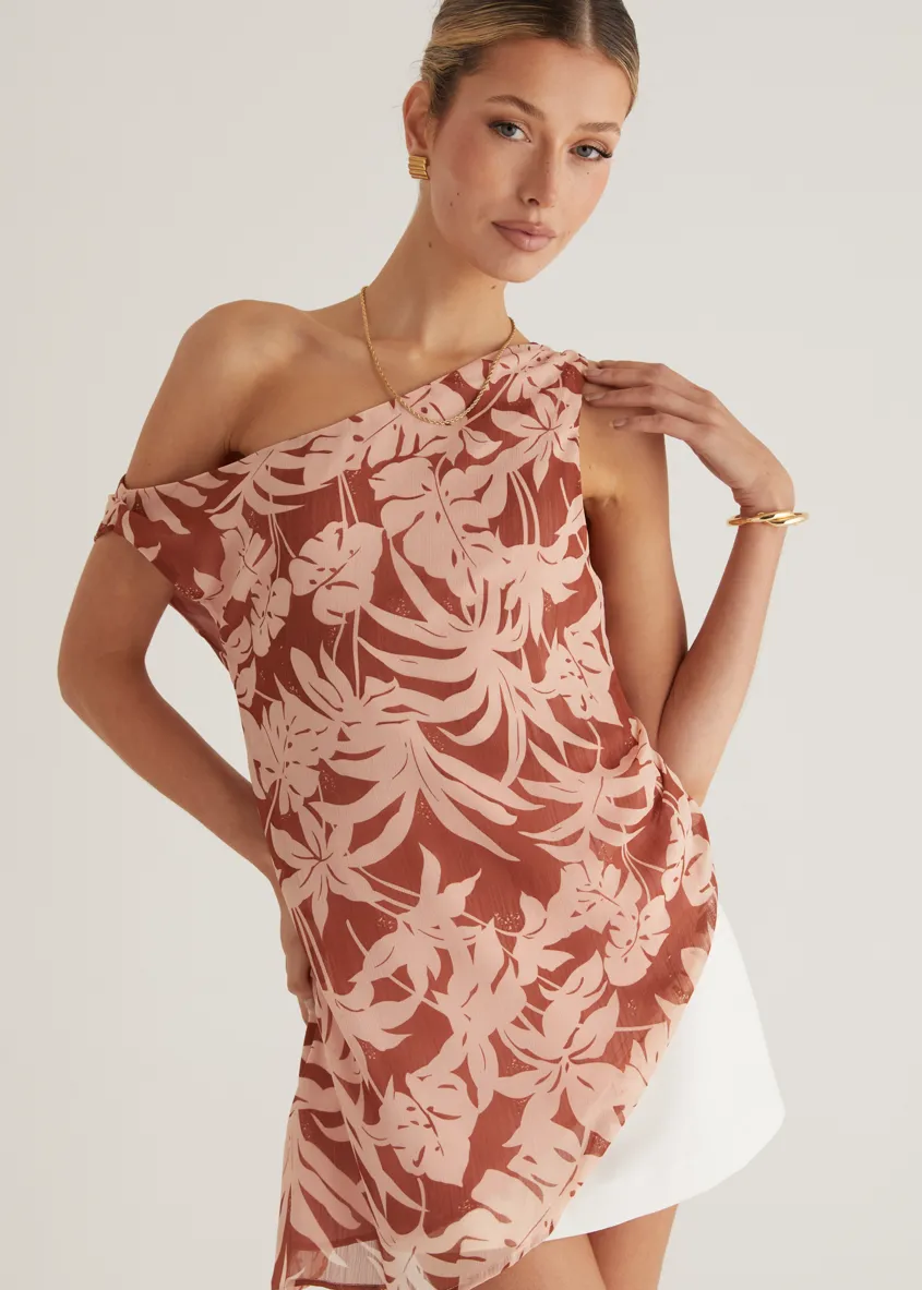 Cartez Off Shoulder Top - Bronze Palm
