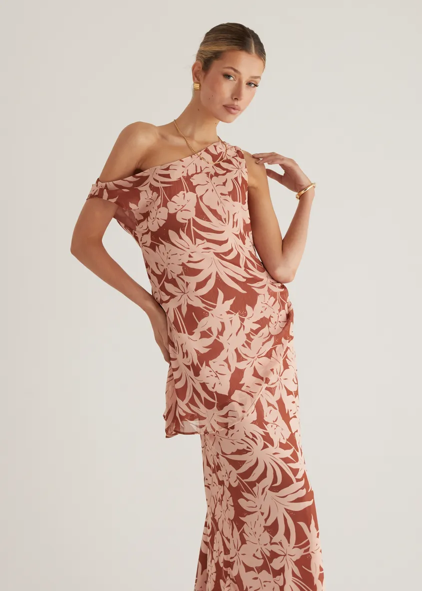 Cartez Off Shoulder Top - Bronze Palm