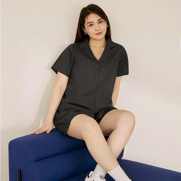 Casual Lapel Collar Wrinkle Free Loose Button Shirt Top
