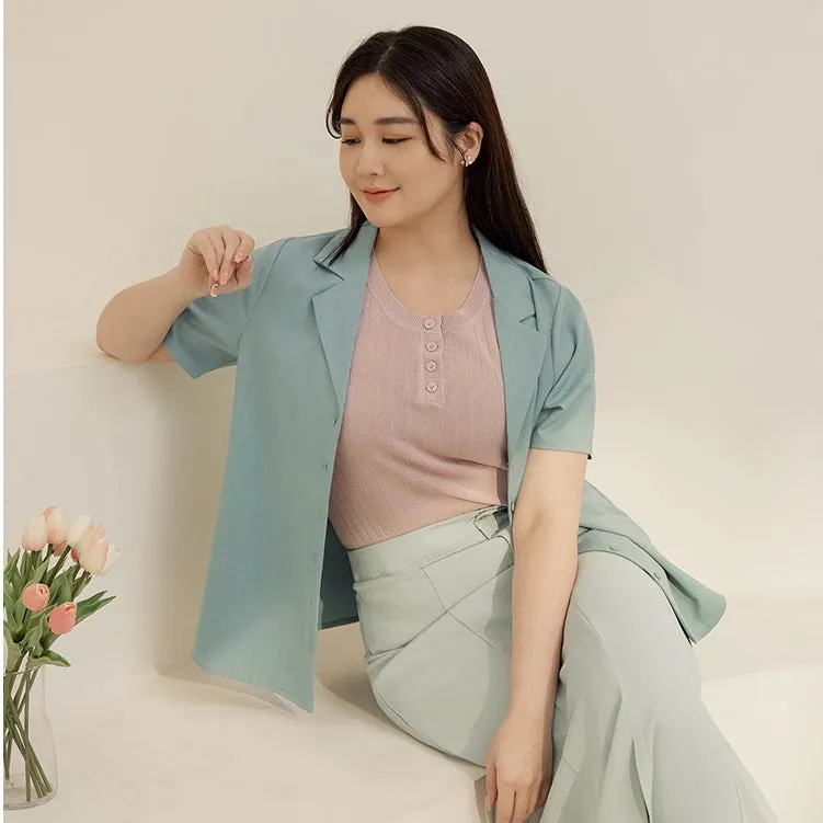 Casual Lapel Collar Wrinkle Free Loose Button Shirt Top