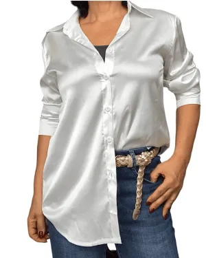 Chemise en satin blanche