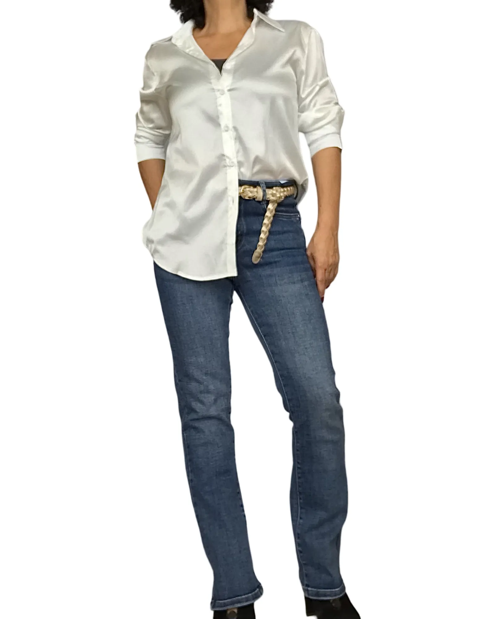 Chemise en satin blanche