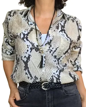 Chemise à manche longue, imprimé serpent