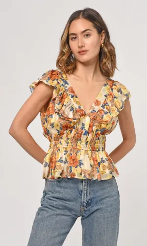 Cladela Ruffled Peplum Top