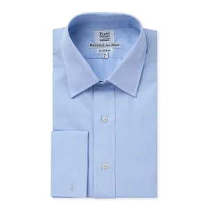 Classic Fit Exclusive End on End Sea Island Cotton Double Cuff in Sky Blue