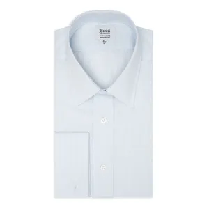 Classic Fit Fine Stripe Superpoplin Double Cuff Shirt in Sky Blue