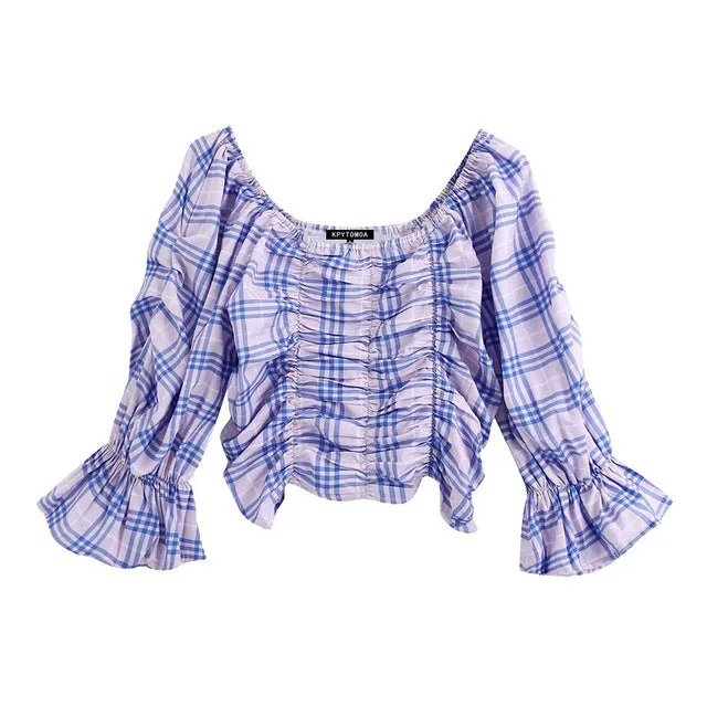 CROPPED CHECKED TOP