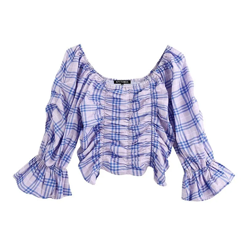 CROPPED CHECKED TOP