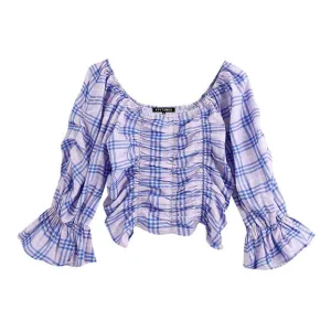 CROPPED CHECKED TOP