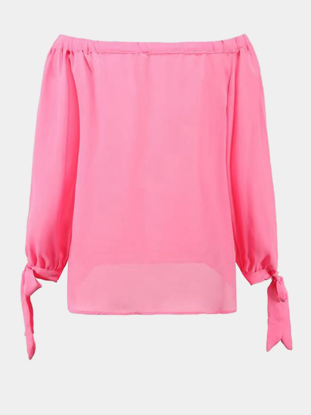 Custom Cerulean Off The Shoulder Sleeves Side Slit Chiffon Blouse
