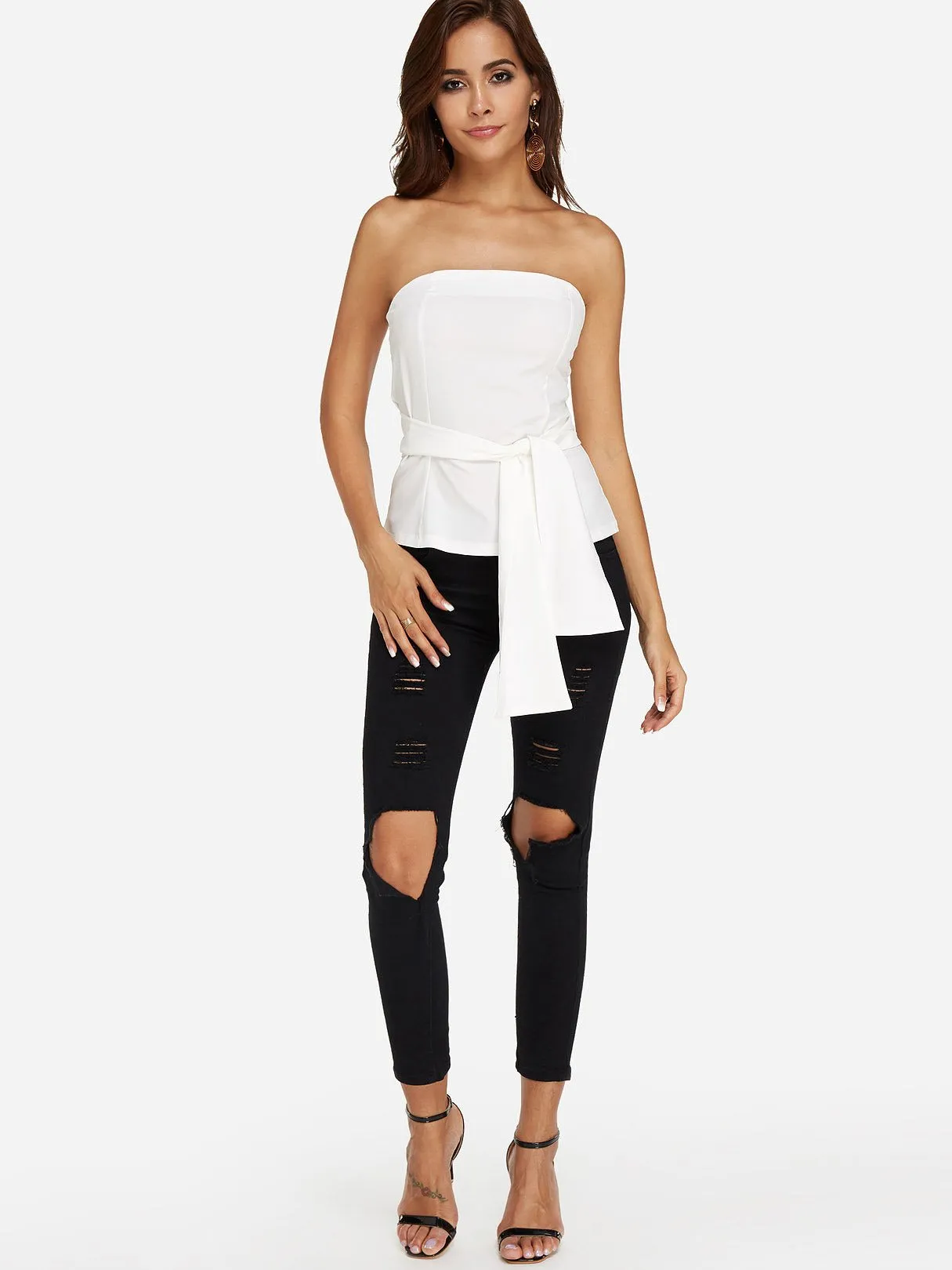 Custom Fashion Backless Zip Back Self Tie Tube Top
