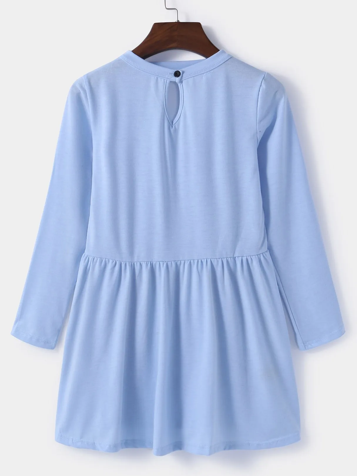 Custom Plain Cut Out Pleated Long Sleeve Top