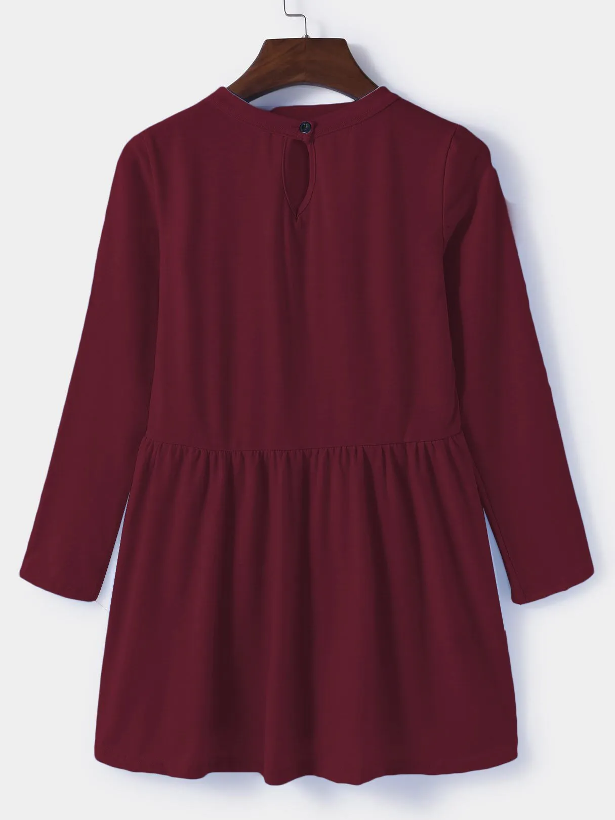 Custom Plain Cut Out Pleated Long Sleeve Top