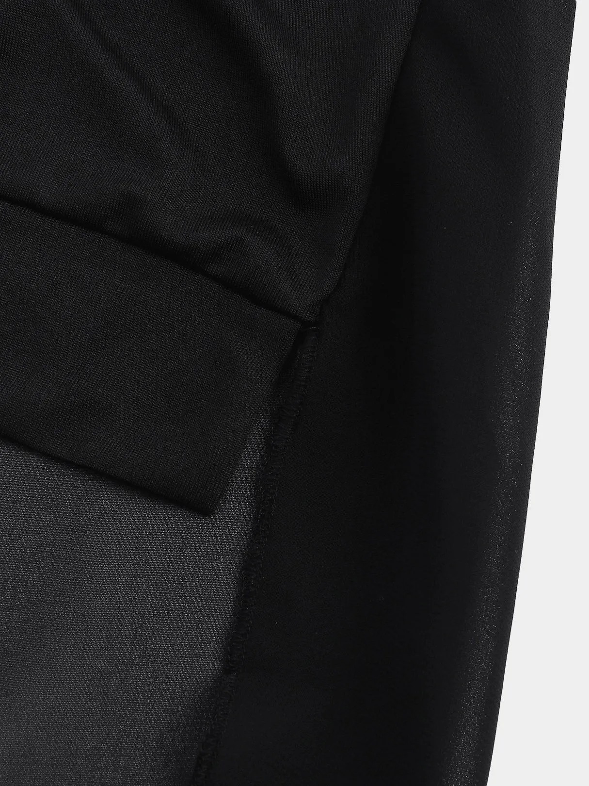 Custom Round Neck Cold Shoulder Plain Hollow Lace-Up Cut Out Long Sleeve Curved Hem Black Top