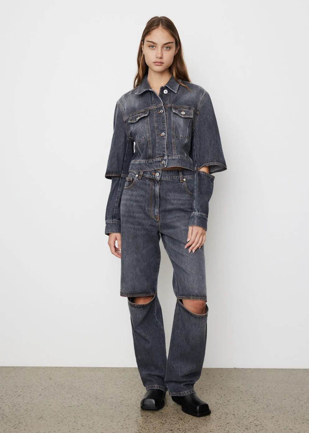Cut Out Knee Bootcut Jeans