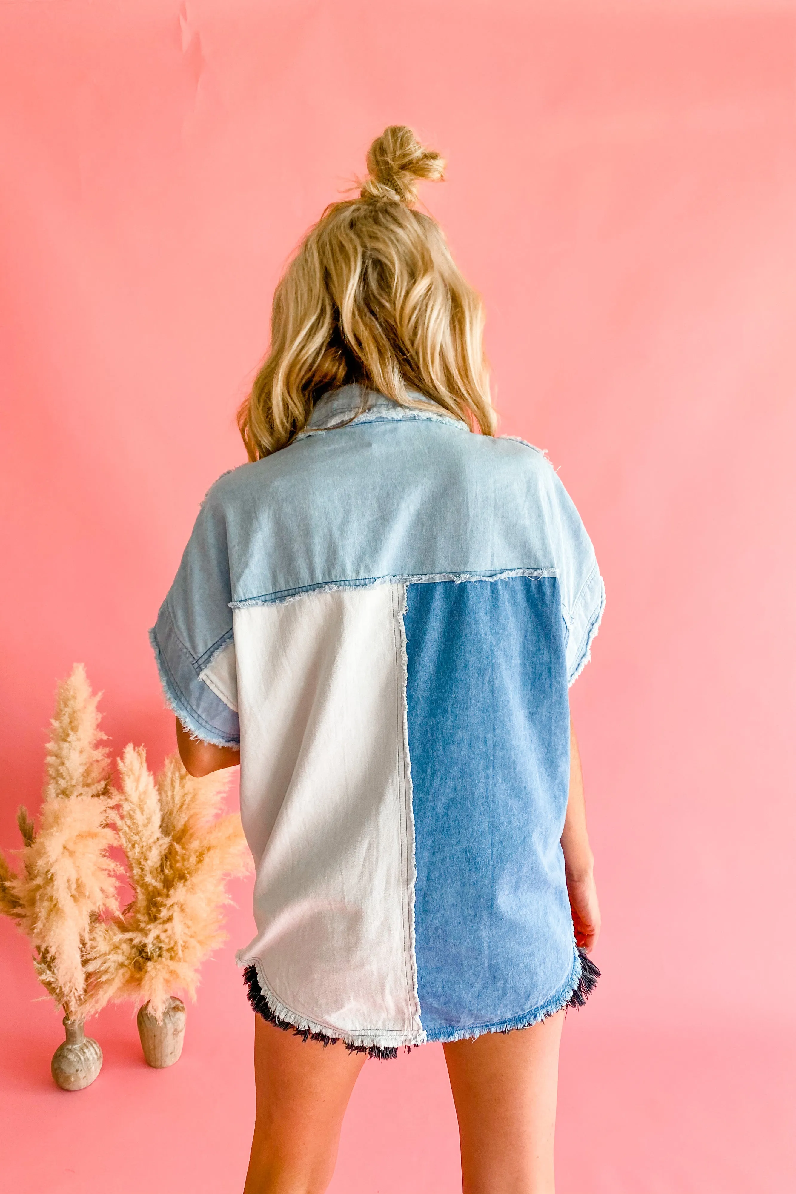 Daphne Denim Patch Pearl Snap Top