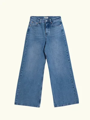 Dark Wash Full Length Wide Leg Jeans