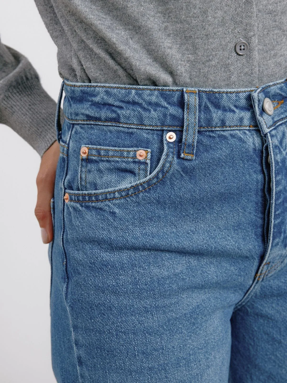 Dark Wash Full Length Wide Leg Jeans