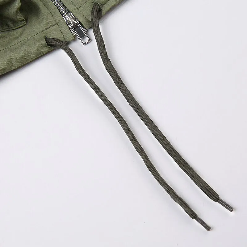 Drawstring Tube Cargo Style Zipper Top