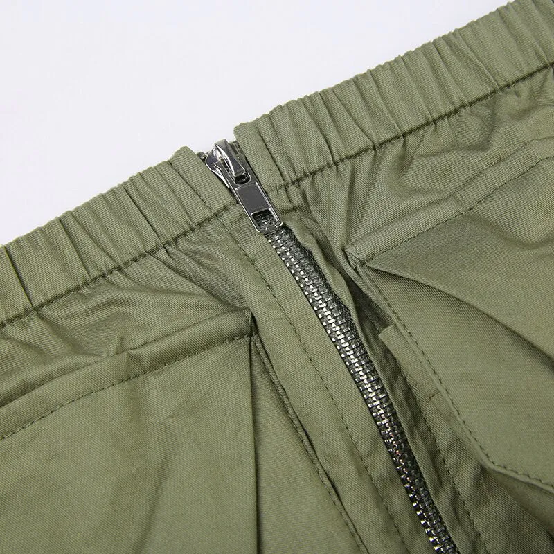 Drawstring Tube Cargo Style Zipper Top