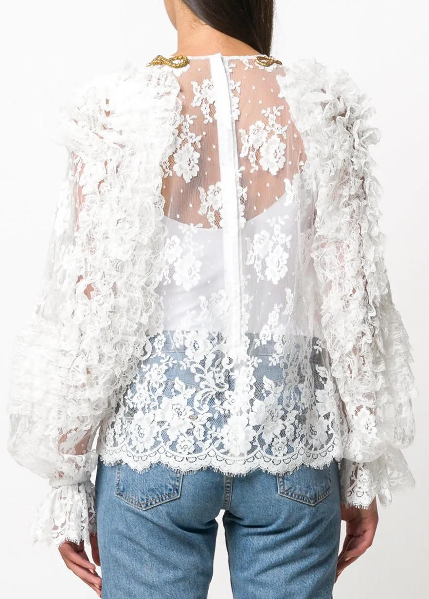 Embellished Bow Lace Blouse *Limited Stock*
