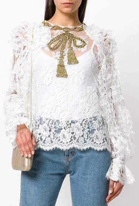 Embellished Bow Lace Blouse *Limited Stock*