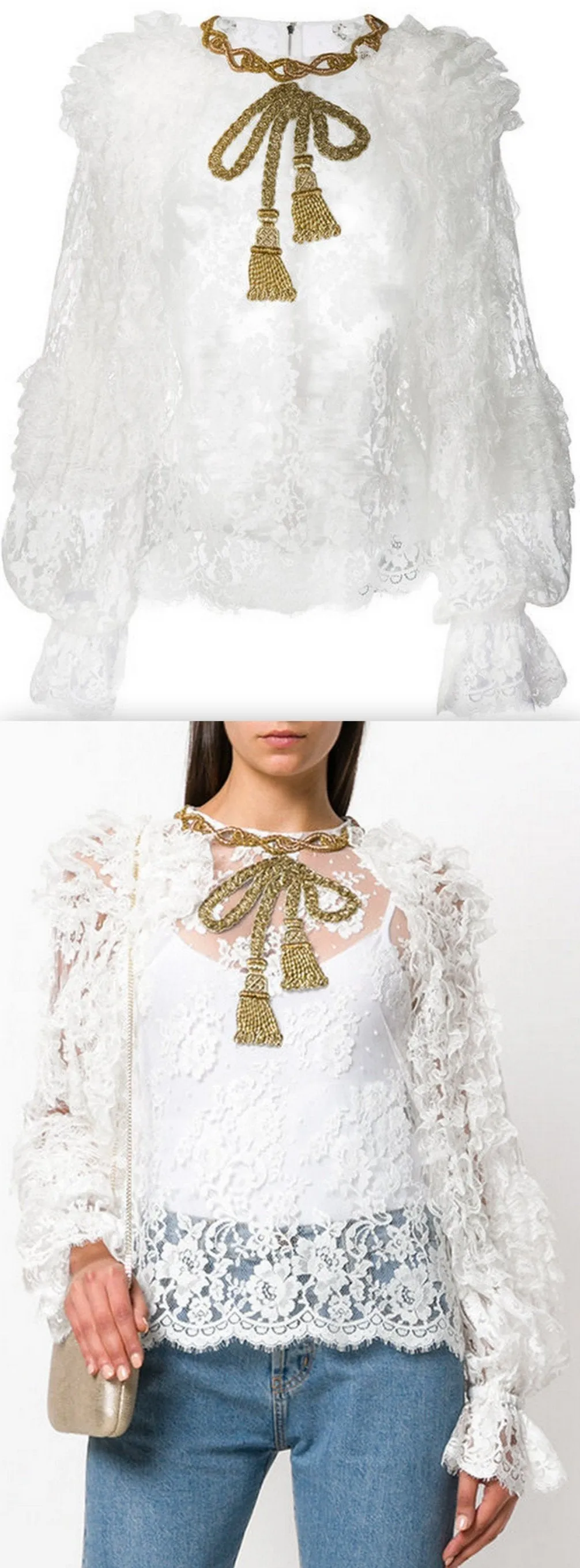 Embellished Bow Lace Blouse *Limited Stock*