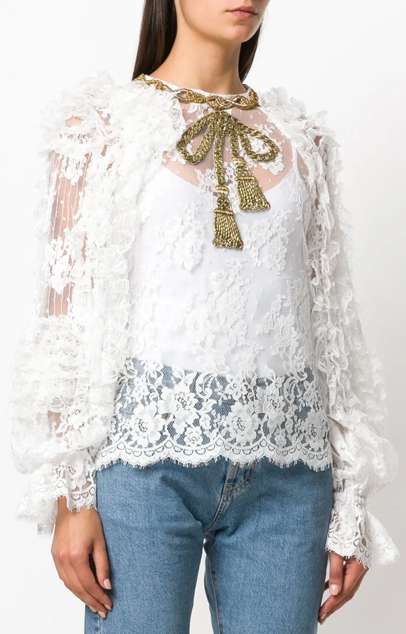 Embellished Bow Lace Blouse *Limited Stock*
