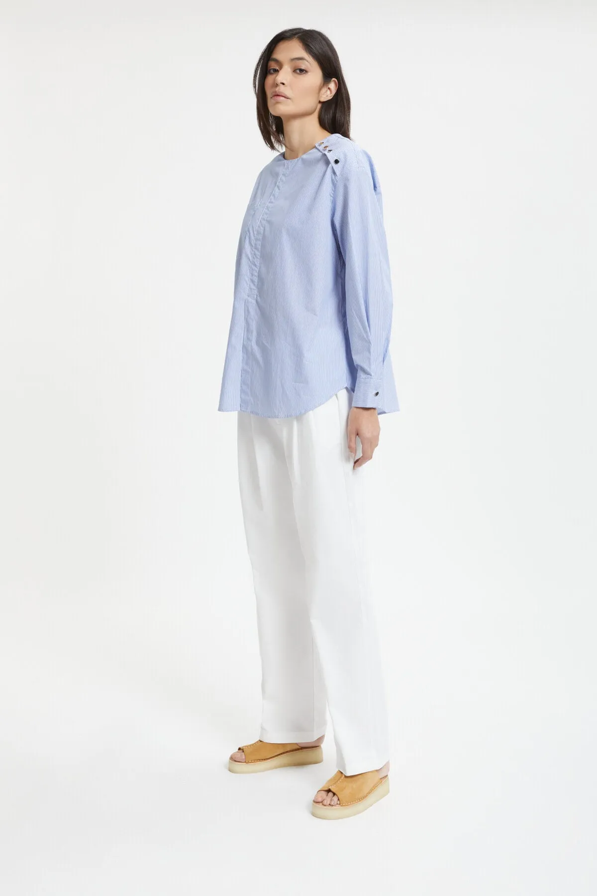 Evora Striped Military Top