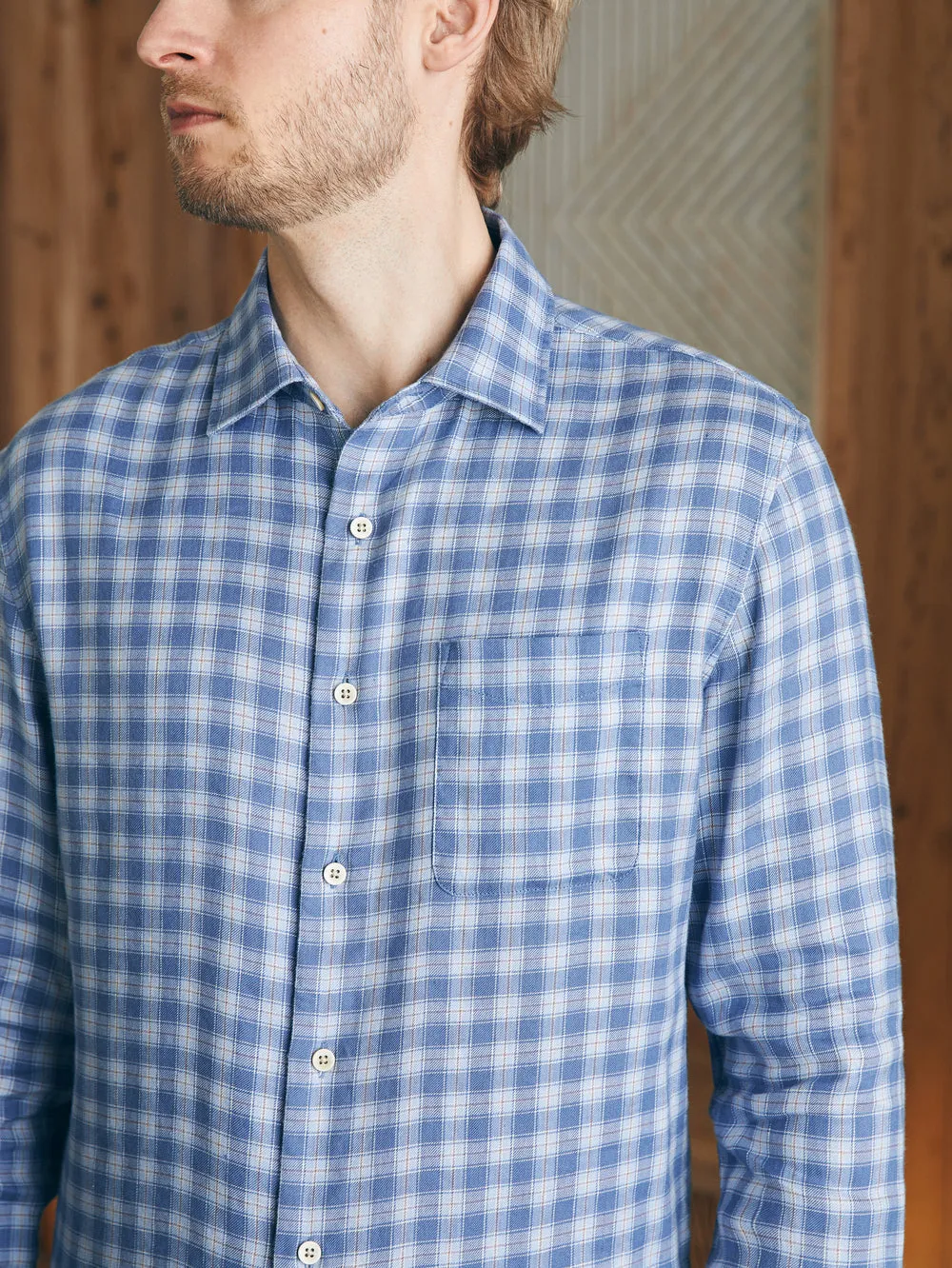 Faherty Weekend Blend Shirt in Rockville Blue Plaid
