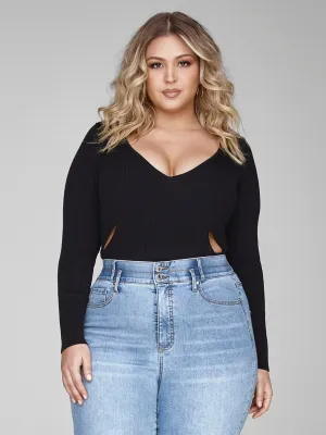 Fashion To Figure - Amirah Cutout Detail Ribbed Knit Sweater