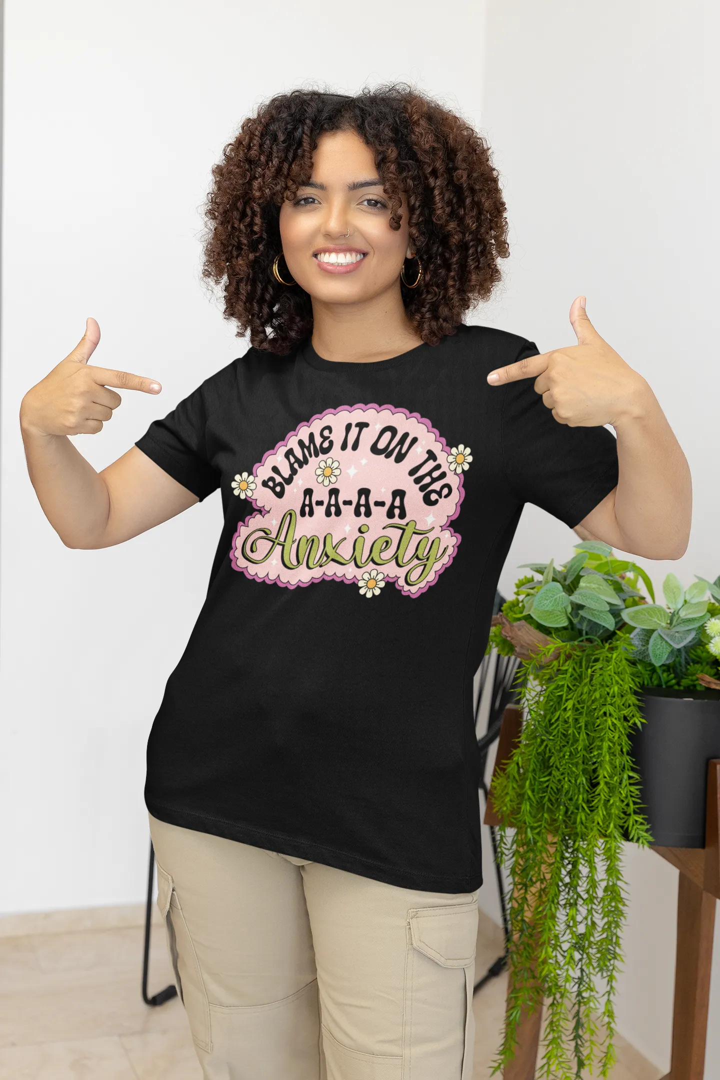 Funny Anxiety T-Shirt, Blame It On The Anxiety Quote Tee, Floral Print Unisex Top, Casual Mental Health Awareness Shirt, Unisex Top
