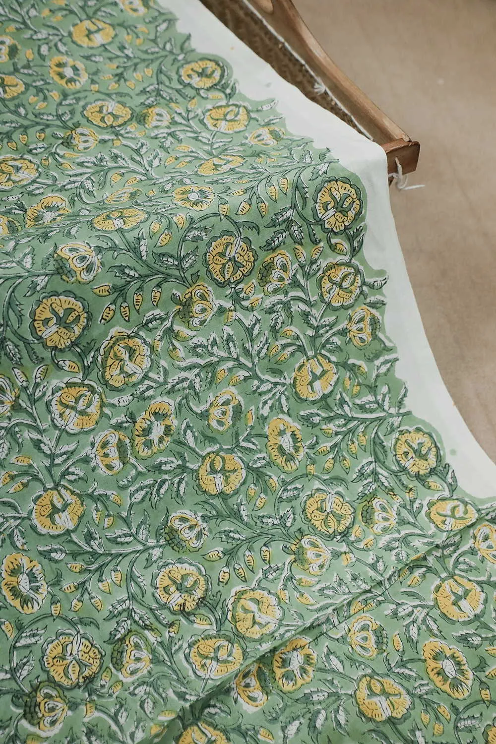 Green Sanganeri Cotton Fabric - 0.55m
