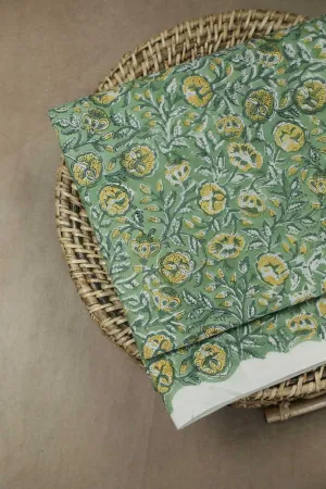 Green Sanganeri Cotton Fabric - 0.55m