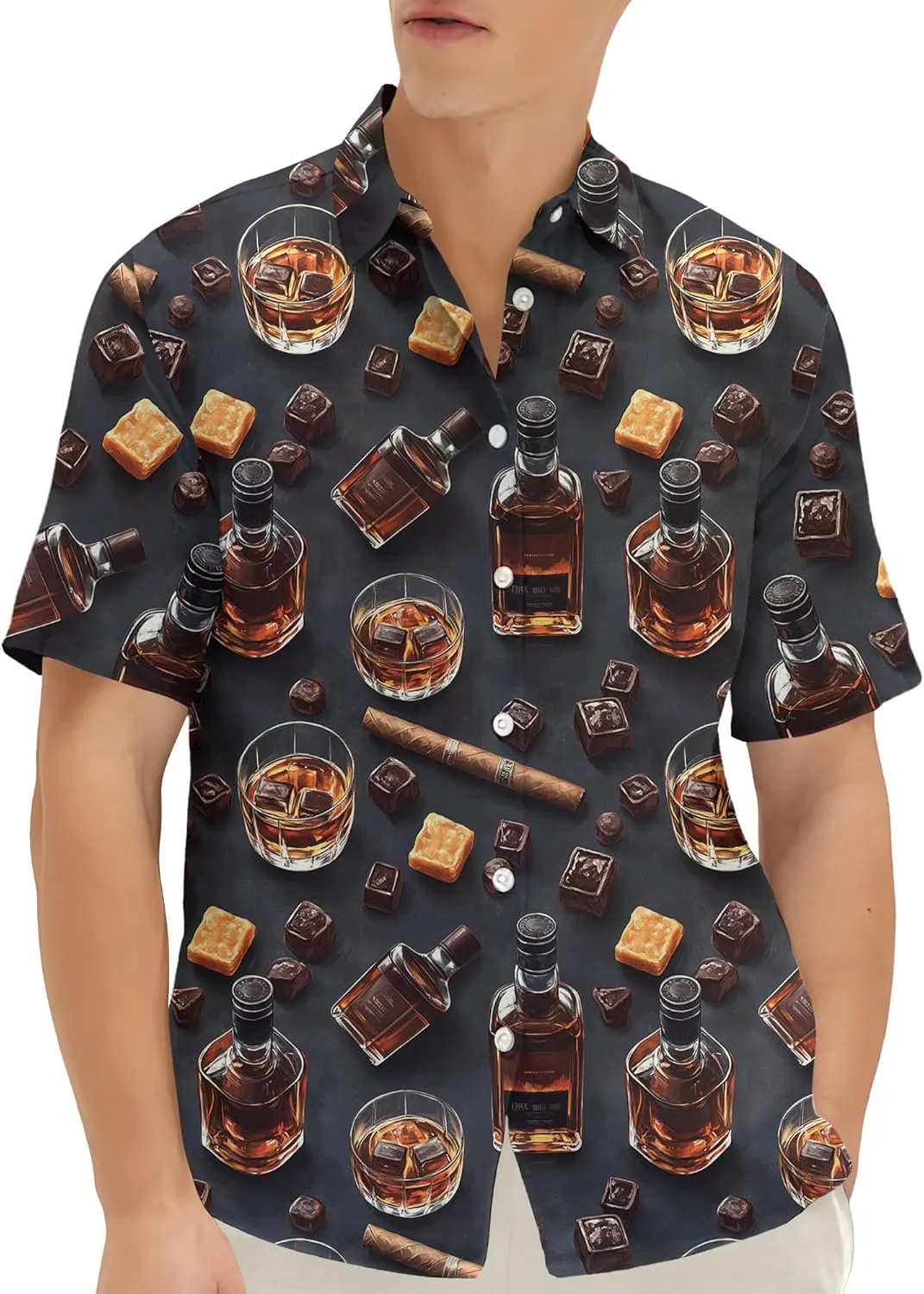 Hawaiian Shirt for Men Summer Funny Short Sleeve Aloha Button Down Shirts