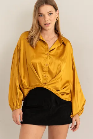 HF24A204-OVERSIZED BUTTON-DOWN PLEATED SHIRT