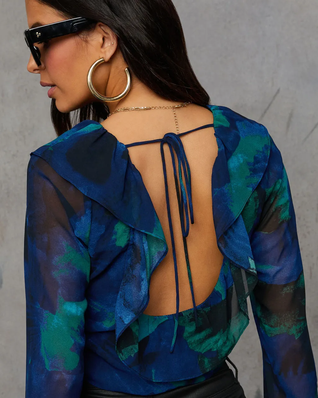 Hit The Town Front Tie Ruffle Top